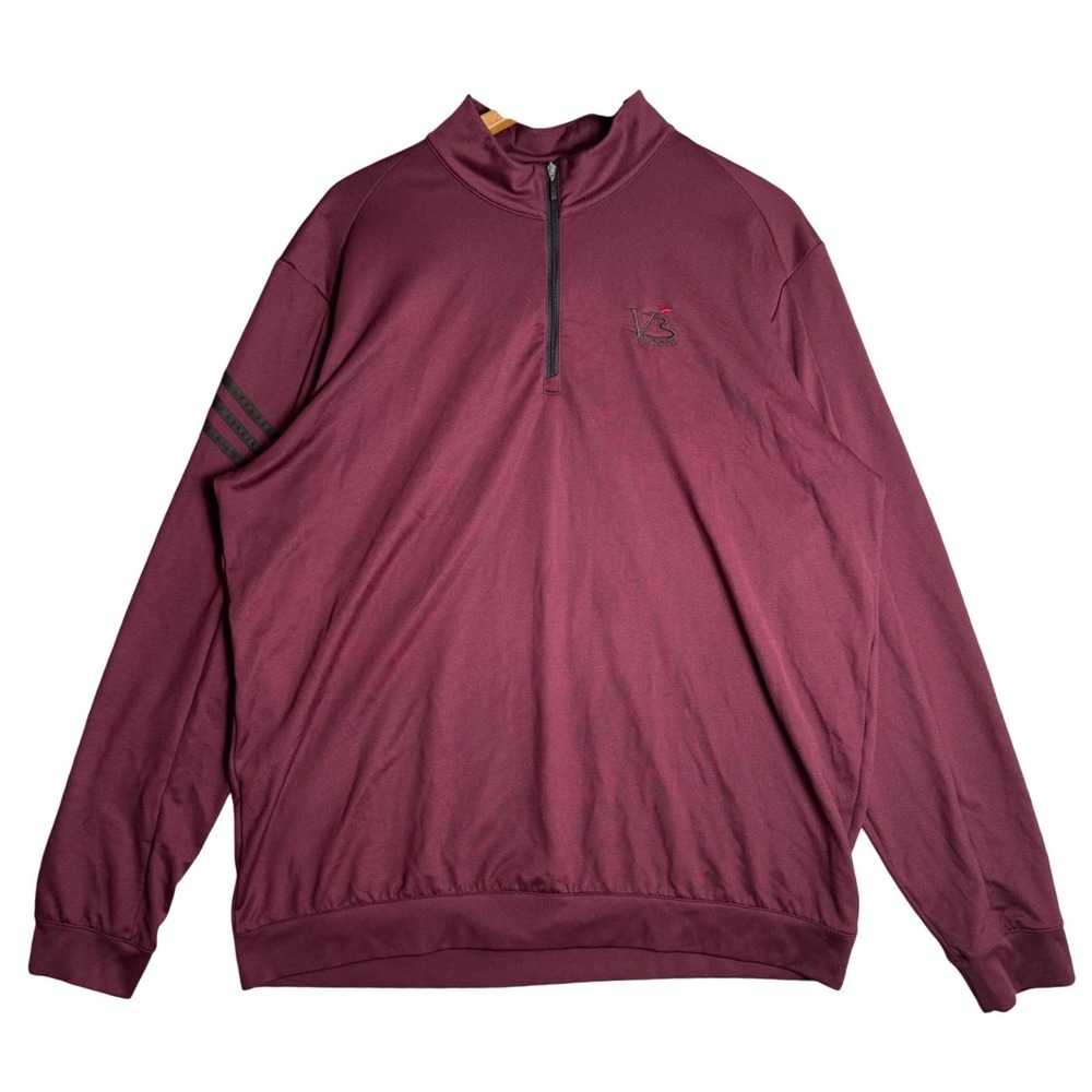 Adidas Golf Climalite Mens XL Burgundy Quarter Zip Pullover VB National Maroon